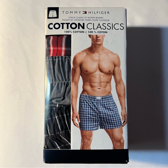 Tommy Hilfiger Men's Cotton Classics Boxers 3-Pack Classic Fit - Red, Gray, Blue - Picture 2 of 4